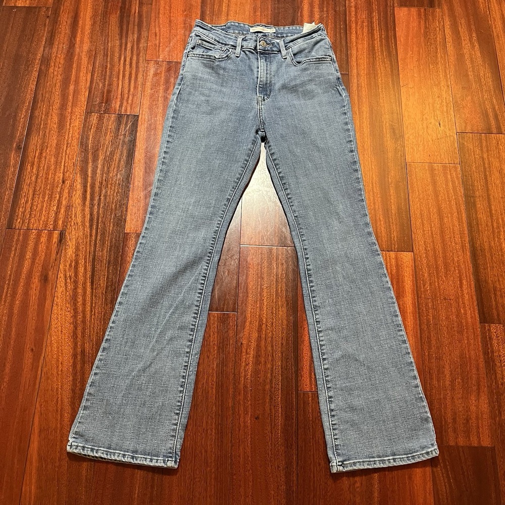 Levis Jeans Womens 29 27x30 725 High Rise Bootcut Blue Light Wash Stretch Grunge